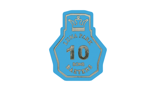 Light blue Funfair Token pusher with foil print