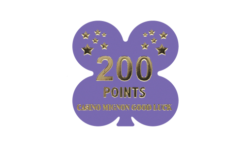 Purple Funfair Token lucky clover shape with foil print