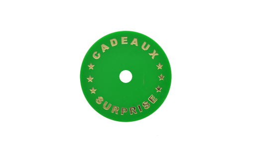 Light green Funfair Token round with foil print and pierced with hole