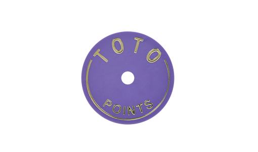 Purple Funfair Token round with foil print and pierced with hole
