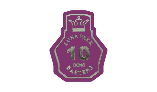 Dark purple Funfair Token pusher with foil print