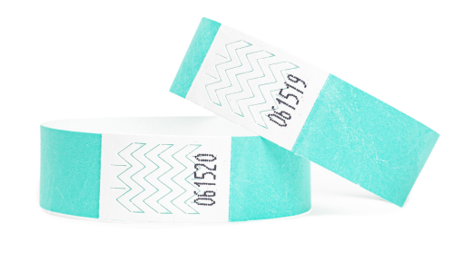 Turquoise Tyvek Wristbands 19 mm without print
