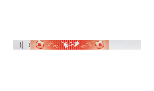 Tyvek Wristband 19 mm with pre-printed football design in red