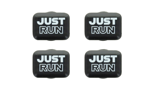 Black BibBits Race Number Magnets with pre-printed just run design
