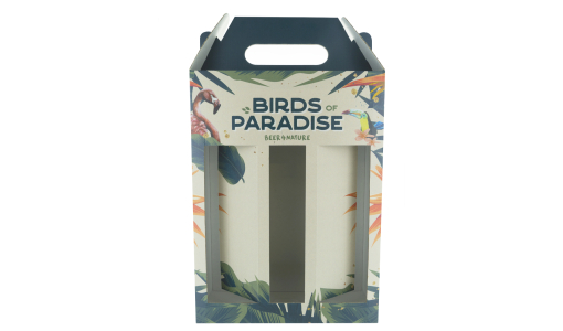 Cardboard Gift Box for 2 beer bottles of 75 cl and 1 glass personalised with full colour print
