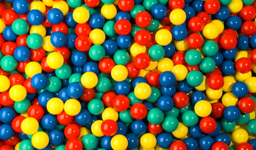 Ball Pit Balls in green, yellow, blue and red