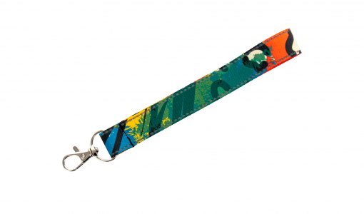 Stoffen sleutelhanger met reflecterend stiksel en luxe haak