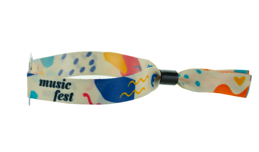 R-PET festivalbandje met bedrukbare tag en veiligheidssluiting
