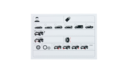 Pre-printed card Car Tyre Label