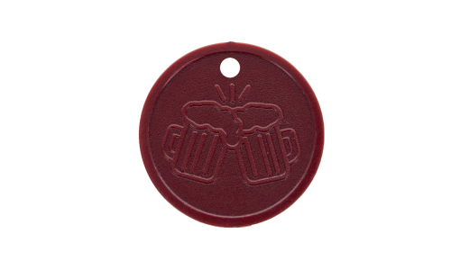 Brown Recycled Plastic Token 29 mm round pierced with engraving