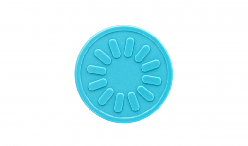 Turquoise round In Stock Token engraved with standard design