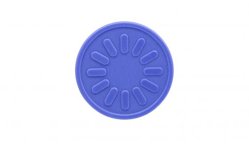 Purple round In Stock Token engraved with standard design