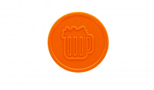 Orange round In Stock Token engraved with standard design
