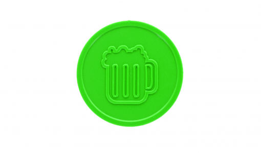 Light green round In Stock Token engraved with standard design