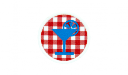 White round In Stock Token printed with standard design cocktail glass