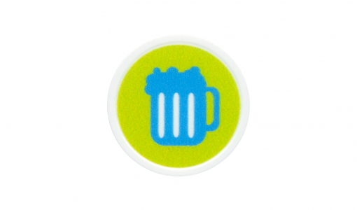 White round In Stock Token printed with standard design beer glass
