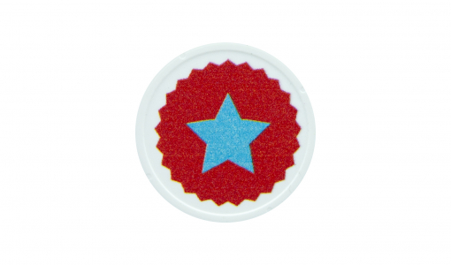 White round In Stock Token printed with standard design star