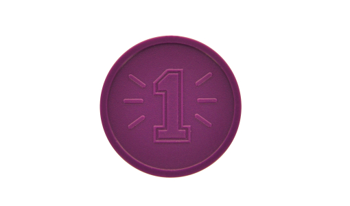 Dark purple Token in Stock engraved with standard design