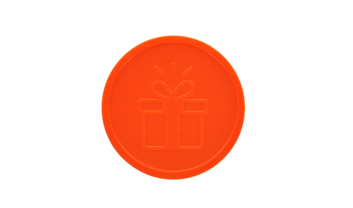 Orange red Token in Stock engraved with standard design