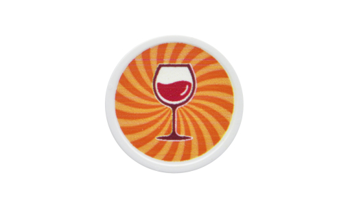 Token in Stock with printed wine glass