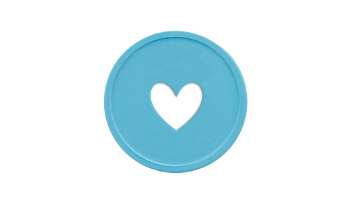 Round Recycled Plastic Token in pastel blue with pierced symbol