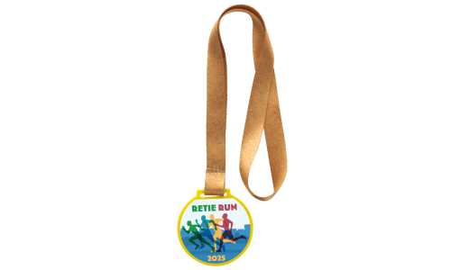 Printed Biodegradable Medal with satin ribbon and 80 mm diameter