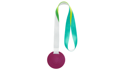 Bordeaux Biodegradable Medal with embossing and R-PET ribbon