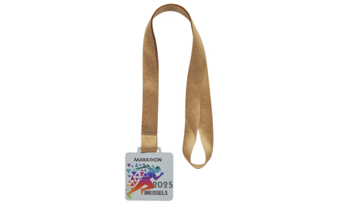 Square Aluminium Dibond White Medal with printed design and pre-printed ribbon