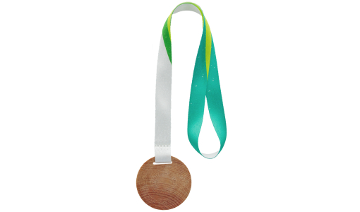 Embossed Wooden Medal with R-PET ribbon