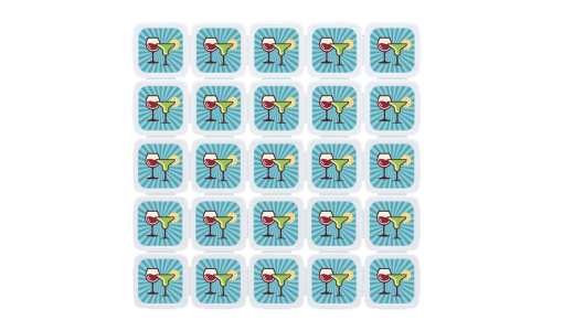 White Recycled Plastic Festival Token printed with cocktail glass