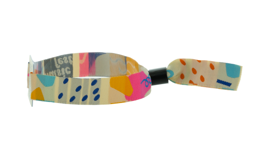 Bracelet en tissu tissé avec étiquette imprimable et fermeture en tube plastique