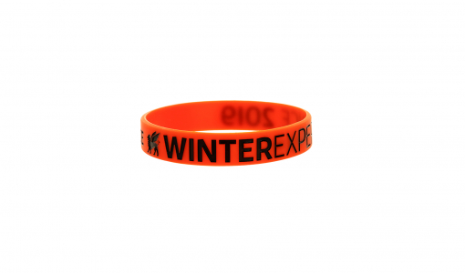 Red Silicone Wristband with debossing and 1 colour fill ink