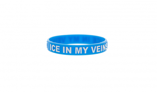 Blue Silicone Wristband for adult with embossing and 1 colour fill ink