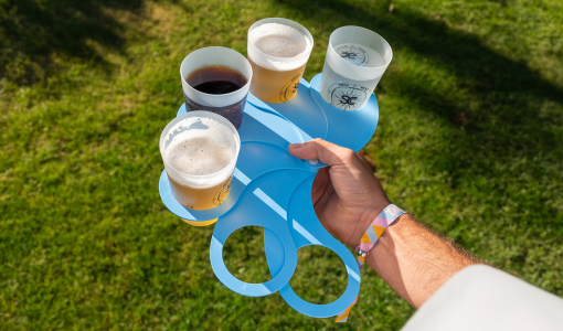 Light blue Beer Holder for 6 Cups of 25 cl