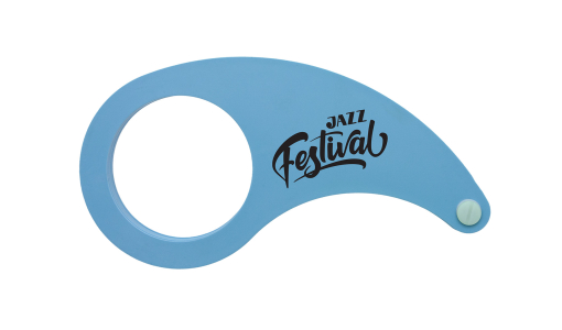 Light blue Beer Holder with black print